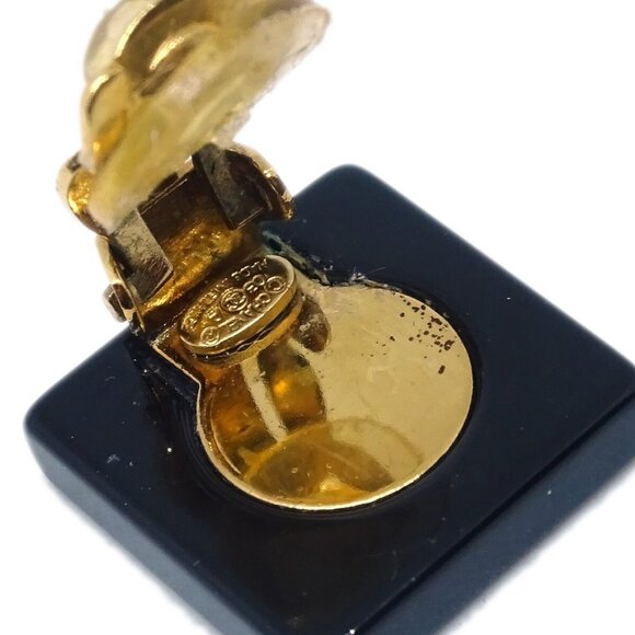 Chanel Square Earrings Clip-On Black 03A - Picture 4 of 4